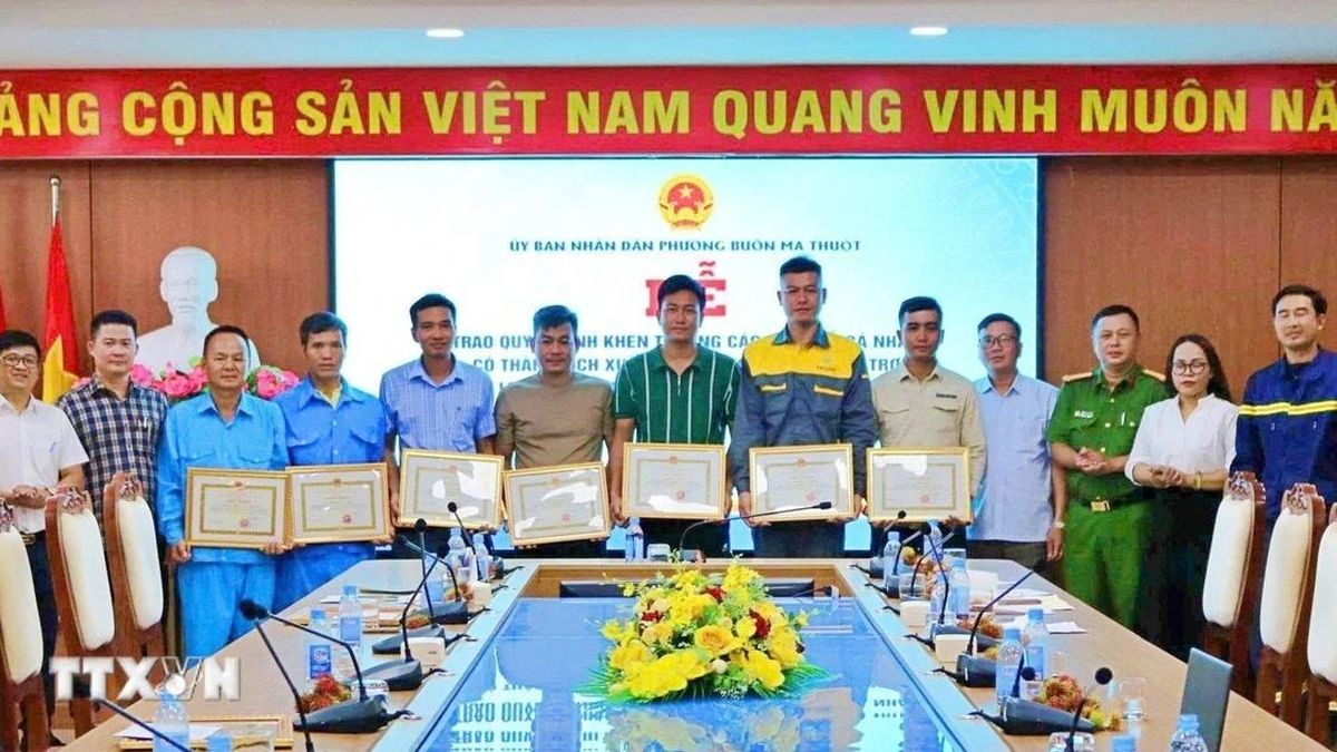Đắk Lắk: Khen thưởng đột xuất 10 tập thể, cá nhân dũng cảm hỗ trợ chữa cháy - Báo VietnamPlus
