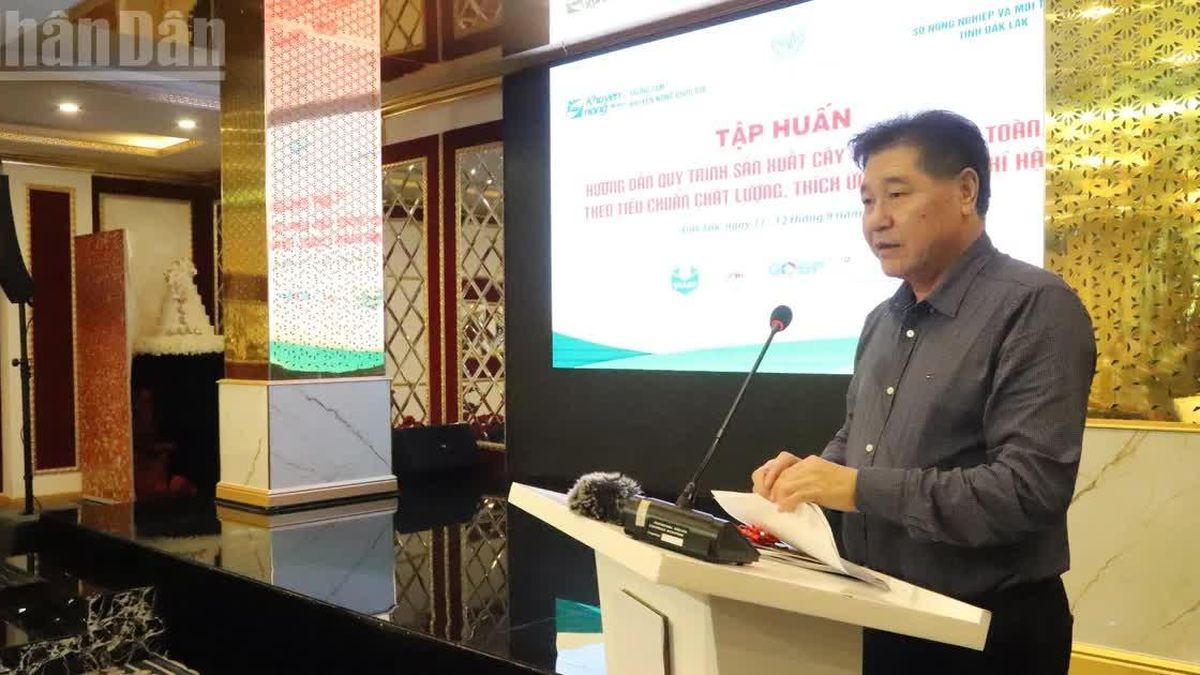 Tập huấn hướng dẫn quy trình sản xuất cây sầu riêng an toàn, theo tiêu chuẩn chất lượng và thích ứng biến đổi khí hậu - Báo Nhân Dân