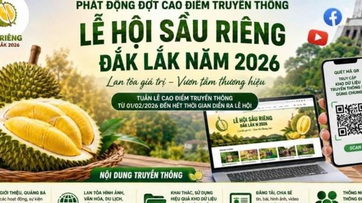 Đắk Lắk phát động cao điểm truyền thông Lễ hội Sầu riêng 2026 - Nông nghiệp Hữu cơ Việt Nam