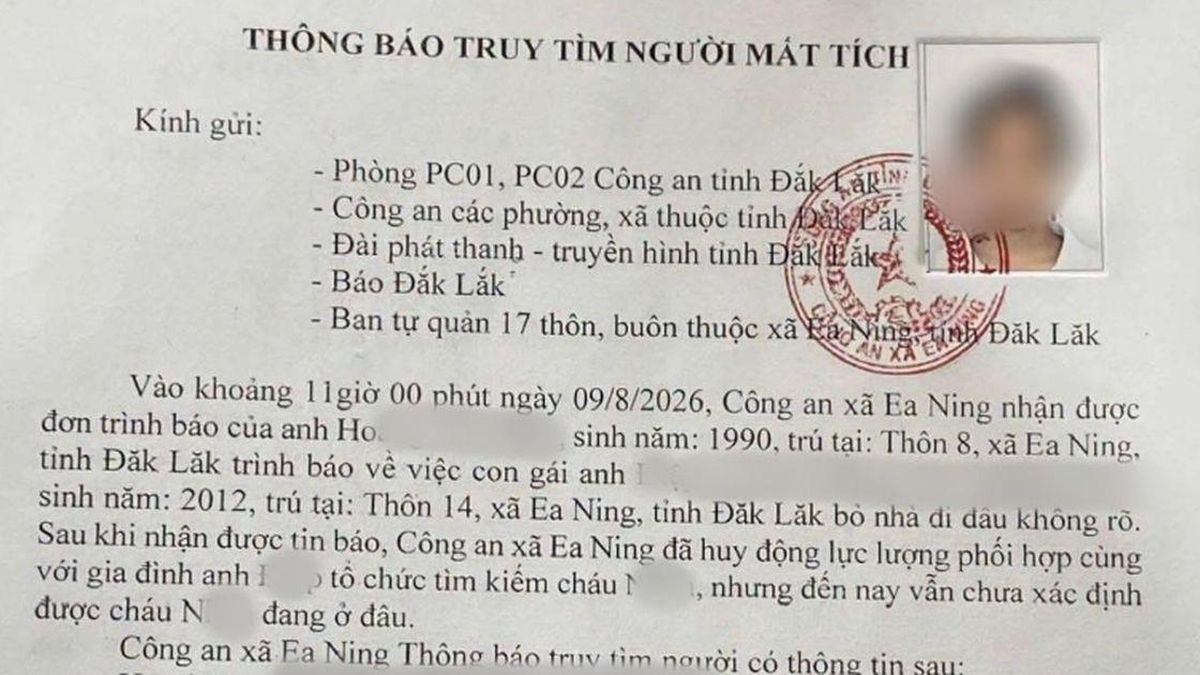 Bé gái 14 tuổi ở Đắk Lắk để lại thư tay rồi mất tích, 16 ngày sau được phát hiện tại nhà dân ở Đồng Tháp - Chuyên trang Góc nhìn pháp lý - Tạp chí Người đưa tin