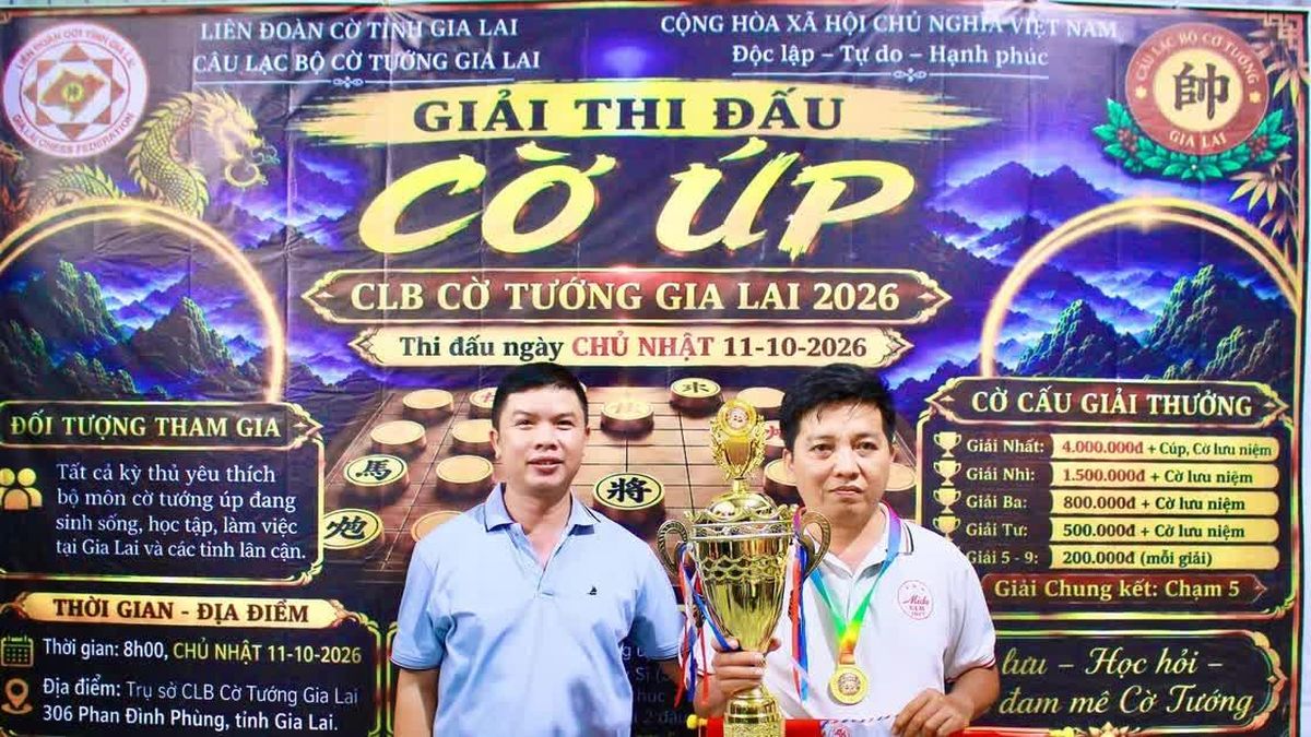 Kỳ thủ Trần Văn Duy vô địch Giải cờ úp Gia Lai mở rộng 2026 - Báo Gia Lai