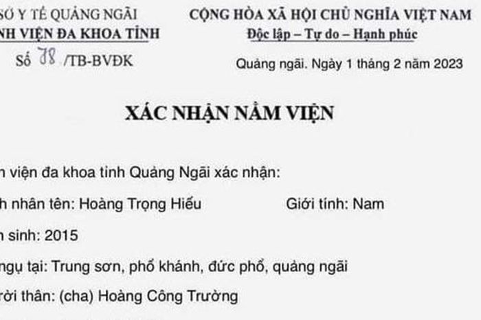 Giấy xác nhận nằm viện bệnh viện chợ rẫy